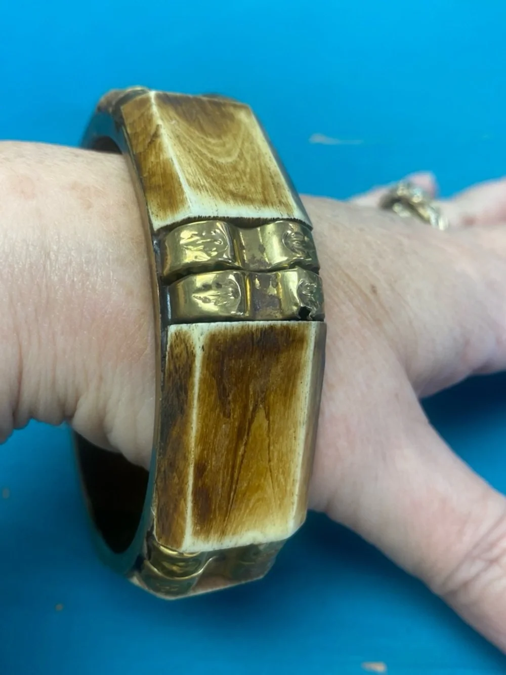 Vintage brass and bone bangle